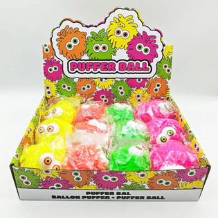 BOLA PUFFER DENGAN MATA - 10CM - DALAM DISPLAY (12 pcs)