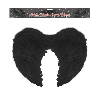 Sayap Malaikat Bulu Dewasa - Warna: Hitam (12 pcs)