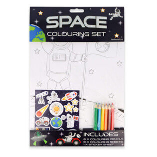 Set Mewarnai Luar Angkasa Besar - Termasuk Pensil & Stiker (12 pcs)