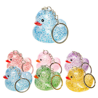 Gantungan Kunci Bebek Glitter - Campur Warna (12 pcs)