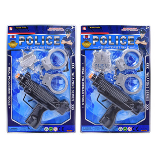 Set Mainan Polisi dengan Senapan Mesin, Borgol & Lencana (6 pcs)