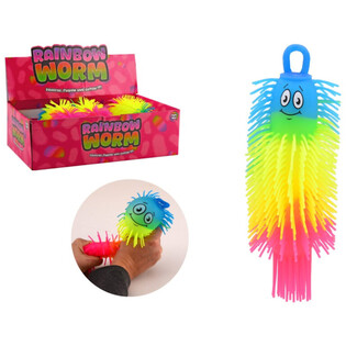 BOLA CACING RAINBOW PUFFER - 22CM - CAMPURAN WARNA - DALAM DISPLAY (24 pcs)