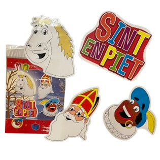 SINTERKLAAS SINT & PIET - SET PAPAN DEKORASI TIMBAL BALIK 4 BAGIAN (6 pcs.)