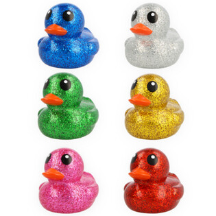 Bebek Karet Mandi Glitter Warna-Warni Ukuran Besar - 10x8x8 cm (6 pcs)
