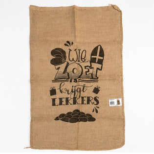 KARUNG GONI SINTERKLAAS BESAR - DENGAN TEKS: WIE ZOET IS KRIJGT LEKKERS - Sekitar 60 x 100 Cm (1 Pcs)
