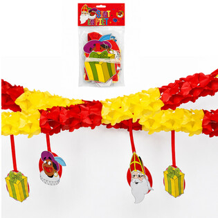Rantai Bendera Sinterklaas & Piet dengan Gantungan - 4 M (6 Pcs)