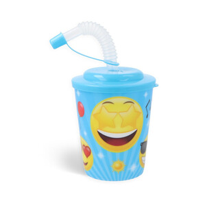 Gelas Minum / Gelas Es Krim dengan Sedotan - SMILEY (12 pcs)