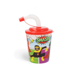 GELAS MINUM / GELAS ES DENGAN SEDOTAN - SUPERHERO (12 pcs)