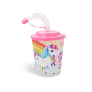 GELAS MINUM / GELAS ES KRIM DENGAN SEDOTAN – UNICORN (12 pcs)