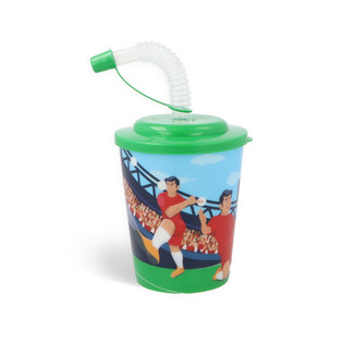 GELAS MINUM / GELAS ES KRIM DENGAN SEDOTAN &ndash; SEPAKBOLA (12 Pcs)