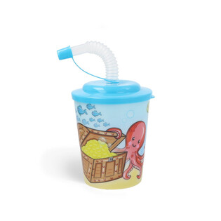 GELAS MINUM / GELAS ES KRIM DENGAN SEDOTAN &ndash; SEALIFE / HEWAN LAUT (12 pcs)