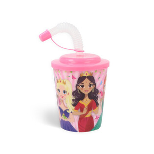 Gelas Minum / Gelas Es Krim dengan Sedotan &ndash; Princess (12 pcs)