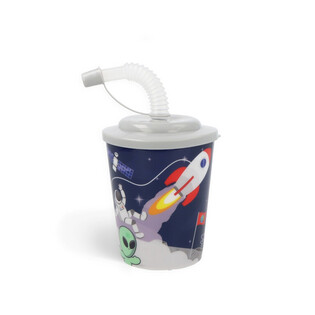 GELAS MINUM / ES KRIM DENGAN SEDOTAN &ndash; SPACE (12 Pcs)