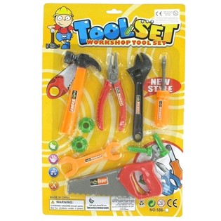 Set Alat Perkakas Mainan Besar dengan Kartu (8 pcs.)